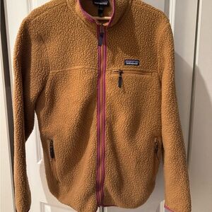 Patagonia Tan Fleece Jacket with Pink Trim